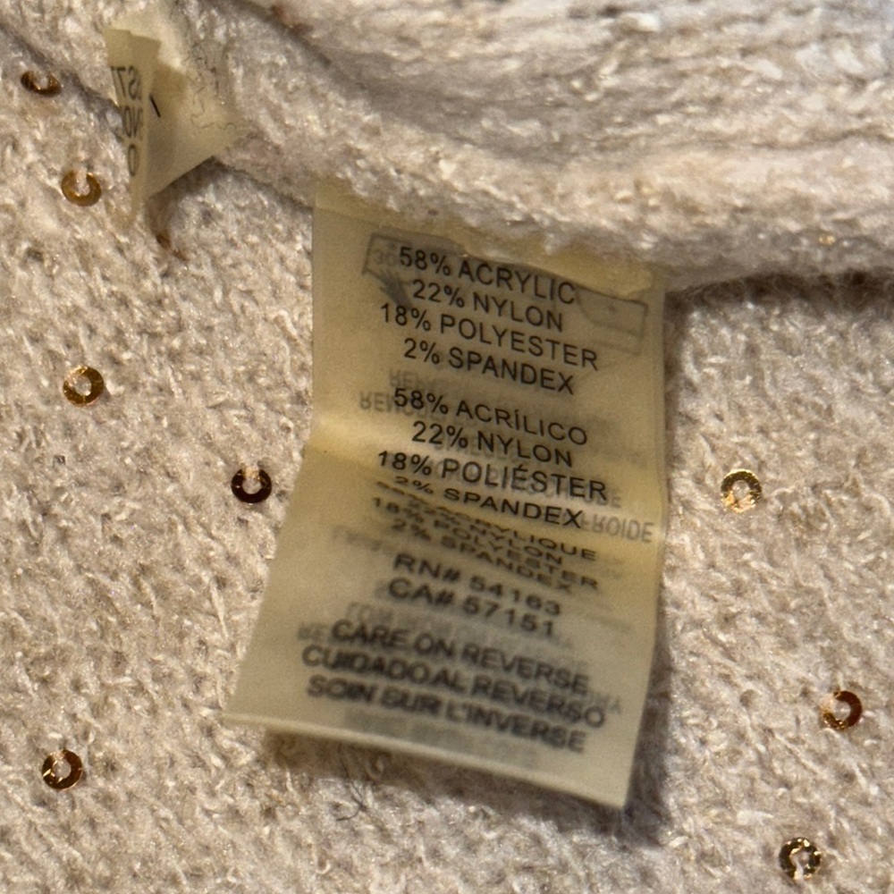 Karl Lagerfeld Cream Sweater with Gold Accents Large - Picture 8 of 11